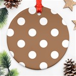 Polka Dots - White on French Beige Ornament (Round)