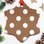 Polka Dots - White on French Beige Ornament (Snowflake)