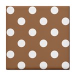 Polka Dots - White on French Beige Tile Coaster