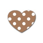 Polka Dots - White on French Beige Rubber Coaster (Heart)