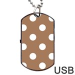 Polka Dots - White on French Beige Dog Tag USB Flash (Two Sides)