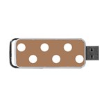 Polka Dots - White on French Beige Portable USB Flash (One Side)