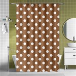 Polka Dots - White on French Beige Shower Curtain 48  x 72  (Small)