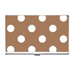 Polka Dots - White on French Beige Business Card Holder