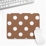 Polka Dots - White on French Beige Small Mousepad
