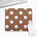 Polka Dots - White on French Beige Large Mousepad