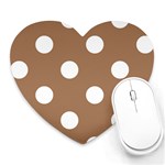 Polka Dots - White on French Beige Heart Mousepad