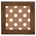 Polka Dots - White on French Beige Framed Tile