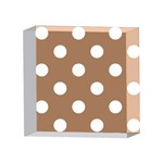 Polka Dots - White on French Beige 4 x 4  Acrylic Photo Block