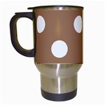 Polka Dots - White on French Beige Travel Mug (White)