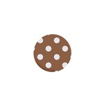 Polka Dots - White on French Beige 1  Mini Button