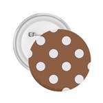Polka Dots - White on French Beige 2.25  Button