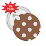 Polka Dots - White on French Beige 2.25  Button (10 pack)