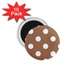 Polka Dots - White on French Beige 1.75  Magnet (10 pack)