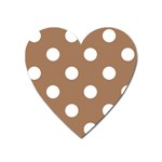Polka Dots - White on French Beige Magnet (Heart)