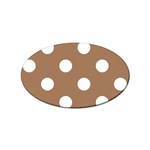 Polka Dots - White on French Beige Sticker Oval (10 pack)