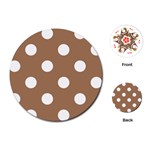 Polka Dots - White on French Beige Playing Cards (Round)