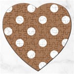 Polka Dots - White on French Beige Jigsaw Puzzle (Heart)