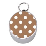 Polka Dots - White on French Beige Silver Compass (Mini)