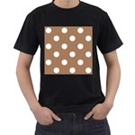 Polka Dots - White on French Beige Men s T-Shirt (Black)