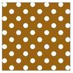 Polka Dots - White on Golden Brown Large Satin Scarf (Square)