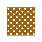 Polka Dots - White on Golden Brown Satin Bandana Scarf