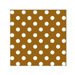 Polka Dots - White on Golden Brown Small Satin Scarf  (Square)