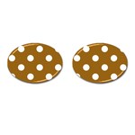 Polka Dots - White on Golden Brown Cufflinks (Oval)