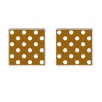 Polka Dots - White on Golden Brown Cufflinks (Square)