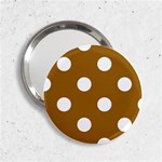 Polka Dots - White on Golden Brown 2.25  Handbag Mirror
