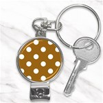 Polka Dots - White on Golden Brown Nail Clippers Key Chain