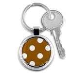 Polka Dots - White on Golden Brown Key Chain (Round)