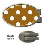 Polka Dots - White on Golden Brown Money Clip (Oval)