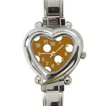 Polka Dots - White on Golden Brown Heart Italian Charm Watch
