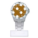 Polka Dots - White on Golden Brown Nurses Watch