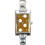 Polka Dots - White on Golden Brown Rectangle Italian Charm Watch