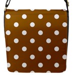 Polka Dots - White on Golden Brown Flap Closure Messenger Bag (S)