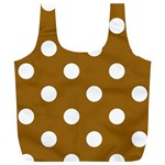 Polka Dots - White on Golden Brown Full Print Recycle Bag (XL)