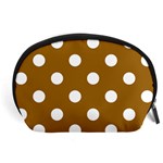Polka Dots - White on Golden Brown Accessory Pouch (Large)