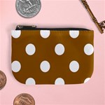 Polka Dots - White on Golden Brown Mini Coin Purse