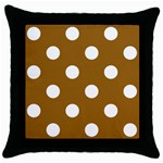 Polka Dots - White on Golden Brown Throw Pillow Case (Black)