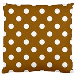 Polka Dots - White on Golden Brown Large Cushion Case (Two Sides)