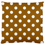 Polka Dots - White on Golden Brown Large Flano Cushion Case (One Side)