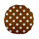 Polka Dots - White on Golden Brown Standard 15  Premium Round Cushion