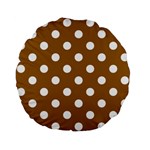 Polka Dots - White on Golden Brown Standard 15  Premium Flano Round Cushion