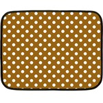 Polka Dots - White on Golden Brown Double Sided Fleece Blanket (Mini)