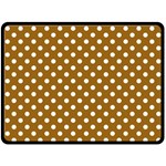Polka Dots - White on Golden Brown Fleece Blanket (Large) (One Side)