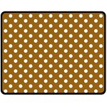 Polka Dots - White on Golden Brown Fleece Blanket (Medium) (One Side)