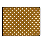 Polka Dots - White on Golden Brown Fleece Blanket (Small) (One Side)