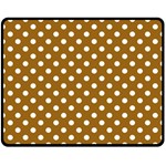 Polka Dots - White on Golden Brown Double Sided Fleece Blanket (Medium) (Two Sides)